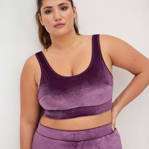 NWT Torrid (2X) Lightly Lined Velour/Velvet Scoop Bralette, Wireless - Mauve/Pur - Picture 1 of 8